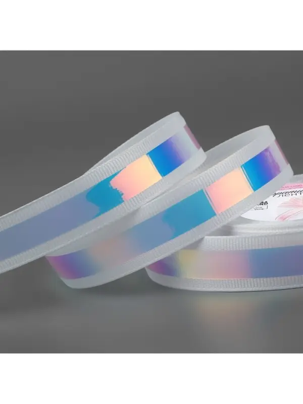 Лента декоративная, с голографией, 20 мм, 9.1&plusmn;0.5 м, белая