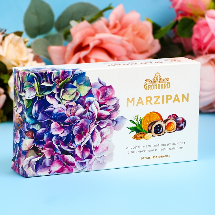 Конфеты глазированные  Конфеты глазированные "Марципан" Ассорти (Весна, апельсин, чернослив), 126 г