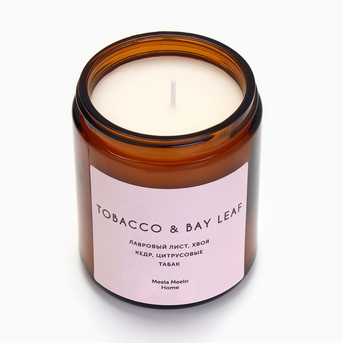 Свеча в банке ароматическая  Свеча в банке ароматическая "Tоbacco & bay leaf", хвоя, кедр, табак, 250 мл