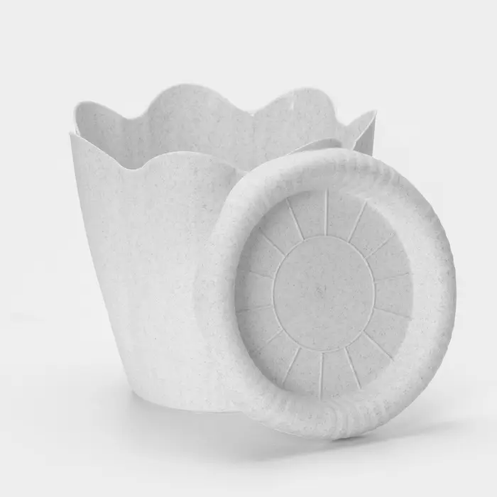 Горшок для цветов с поддоном &laquo;Эдельвейс&raquo;, 5.3 л, d=24 см, h=21.8 см, мраморный