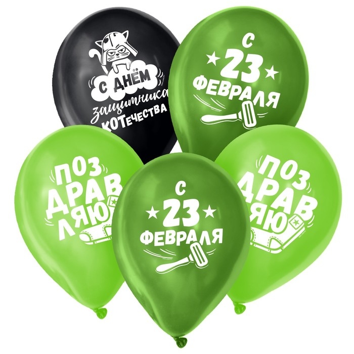 Воздушный шар латексный 12 Воздушный шар латексный 12" «23 Февраля», забавный, 5 шт.