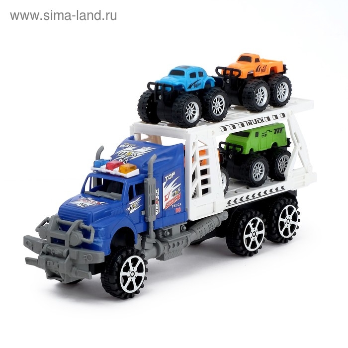Грузовик инерционный &laquo;Перевозчик&raquo; с 4 машинами, МИКС