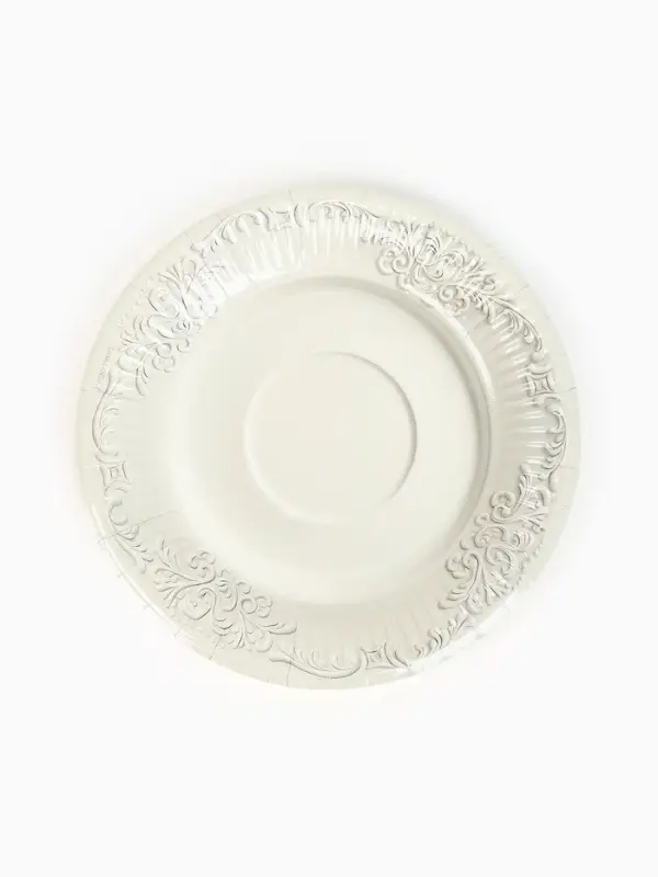 Тарелка одноразовая бумажная «Керамика белая, узоры», 18 см