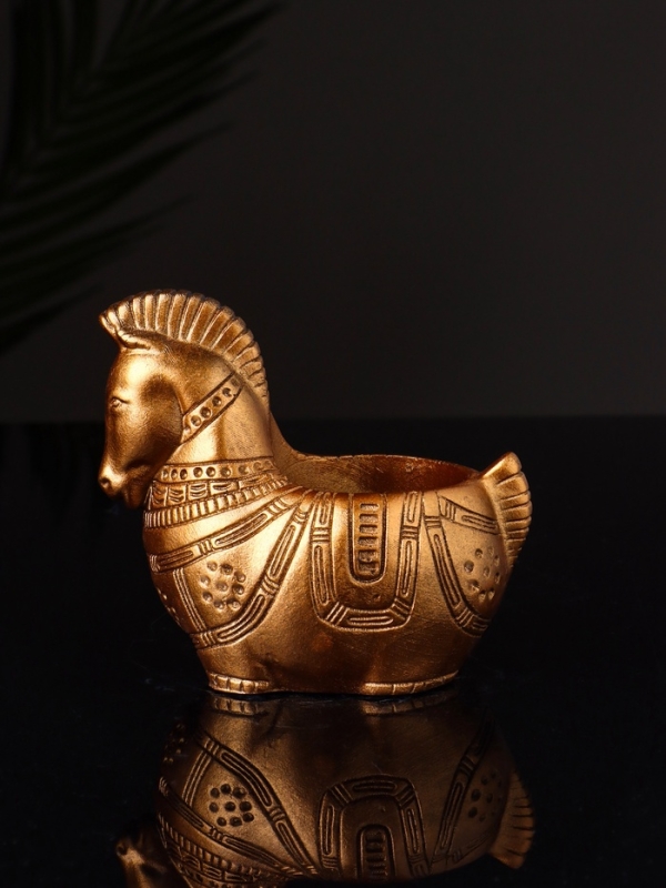 Кашпо Кашпо "Лошадка с орнаментом" 8х9х6 см, бронза