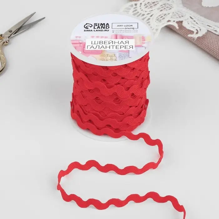 Тесьма отделочная &laquo;Вьюнчик&raquo;, 5 мм, 27&plusmn;1 м, красная №26