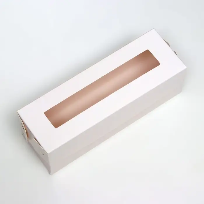 Коробка для макарун, с ложементом, с окном, белая 16.5×5.5×5.5 см Коробка для макарун, с ложементом, с окном, белая 16.5×5.5×5.5 см