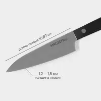 Нож кухонный овощной Magistro Hinshitsu, нержавеющая сталь, лезвие 10.6 см, длина 24 см, чёрный