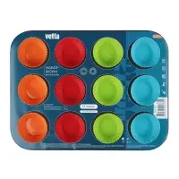 VETTA Форма для выпечки 12 ячеек с силиконовыми формами, 35,2х26,5х2,7см, угл.сталь, антипригарное п