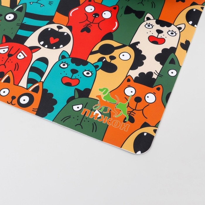 Коврик под миску  Коврик под миску "Пижон" с нескользящим основанием 43 х 28 см "Голодные коты"