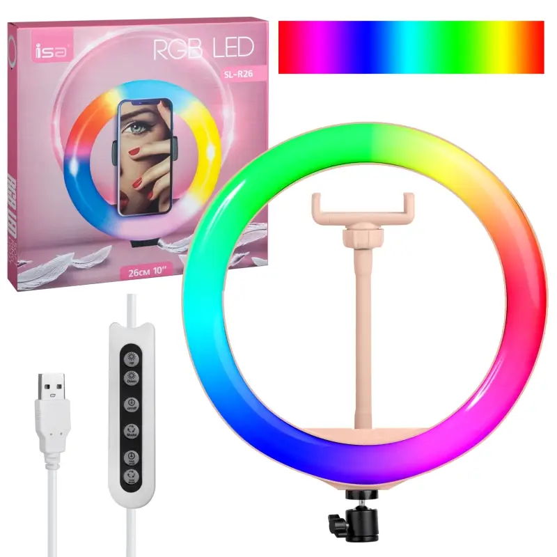 Селфи кольцо 26cm 10" SL-R26 RGB ISA PINK (30шт/кор)