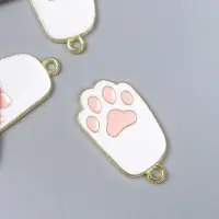 Декор для творчества металл, эмаль "Лапка котика" бело-розовый 2,7х1,5 см Декор для творчества металл, эмаль "Лапка котика" бело-розовый 2,7х1,5 см