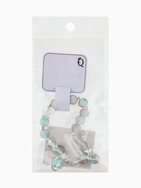 Браслет с подвесками &laquo;Сахарный. Звезда&raquo;, шар №10/8, d=6 см, розовый, голубой матовый в серебре