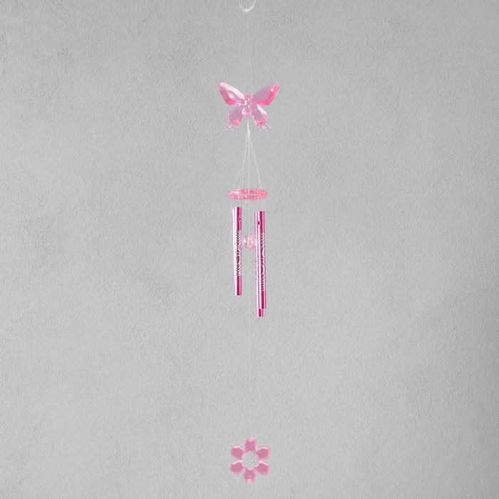 Музыка ветра пластик "Бабочка с цветком" МИКС 4 трубки 40 см