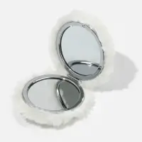 Зеркало складное «Мех», d=8 см, с увеличением, с искусственным мехом, белое Зеркало складное «Мех», d=8 см, с увеличением, с искусственным мехом, белое