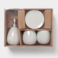 Аксессуары для ванной Pearl, 4 предмета: мыльница, дозатор для мыла 400 мл, 2 стакана