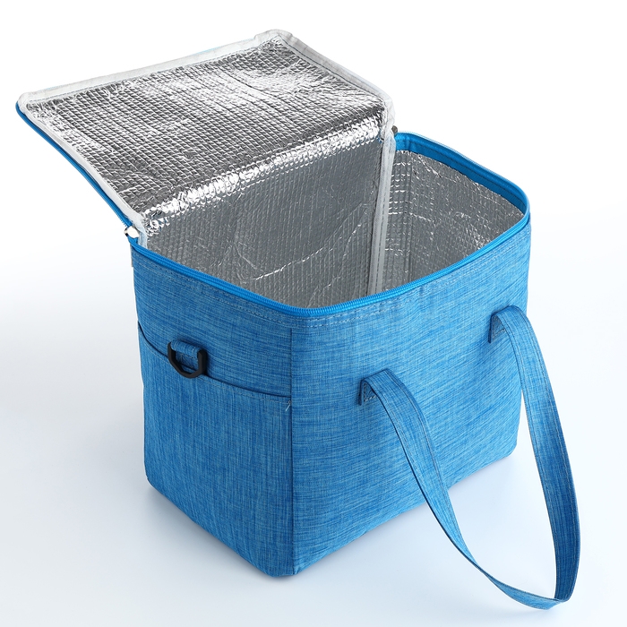 Термосумка на молнии, наружный карман, 10 л, цвет голубой Термосумка на молнии, наружный карман, 10 л, цвет голубой