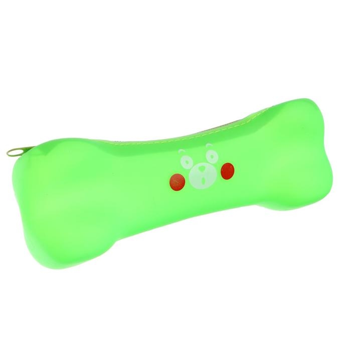 Пенал школьный Пенал школьный "Кость" на молнии, силиконовый, салатовый