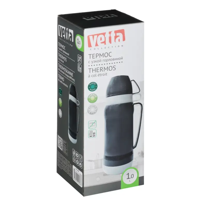 VETTA Термос стеклянная колба "Туристический" 1,00л (2 чашки)