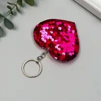 Брелок для ключей на кольце &laquo;Пайетки. Сердечко&raquo;, текстиль, 9&times;8 см, МИКС