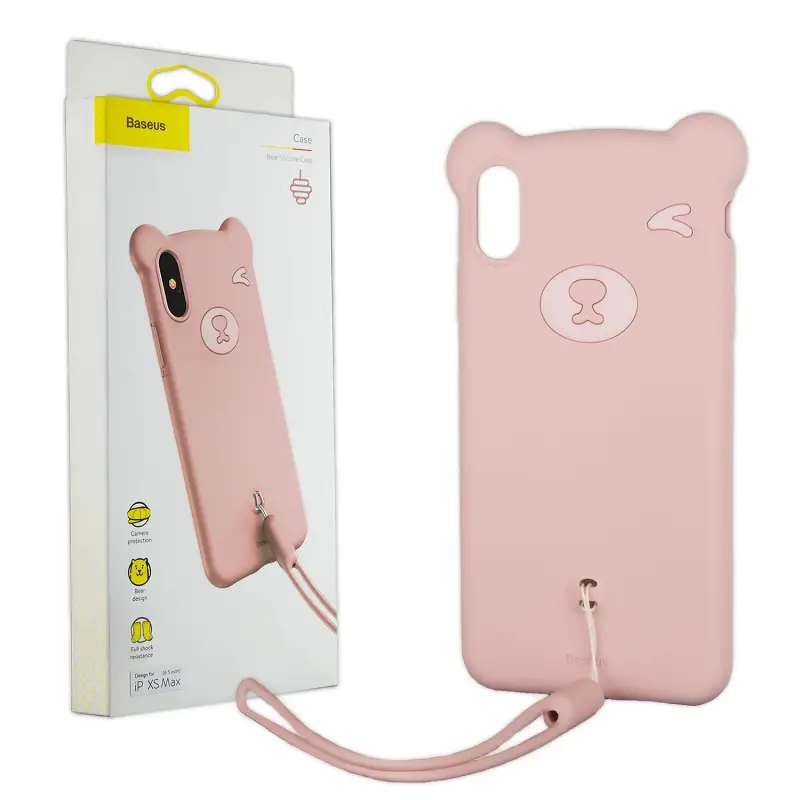 Чехол IPh XS Max Baseus Bear Silicone Case розовый Чехол IPh XS Max Baseus Bear Silicone Case розовый