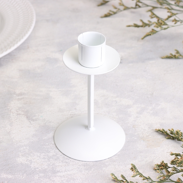 Подсвечник  Подсвечник "Боб" металл на 1 свечу , 7,4х12 см, белый
