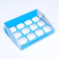 Кондитерская складная коробка для 12 капкейков 31×23.5×10 см, голубая