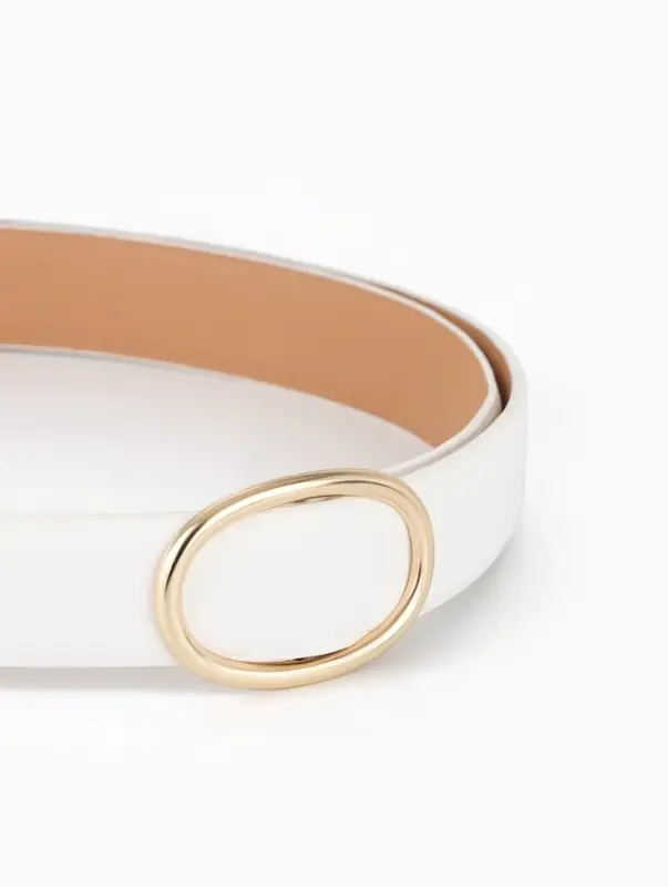 Ремень женский, затяжка, 3&times;110 см, пряжка золотистая, без винта, белый