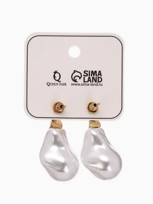 Серьги жемчуг Серьги жемчуг "Капля борроко", цвет белый в золоте