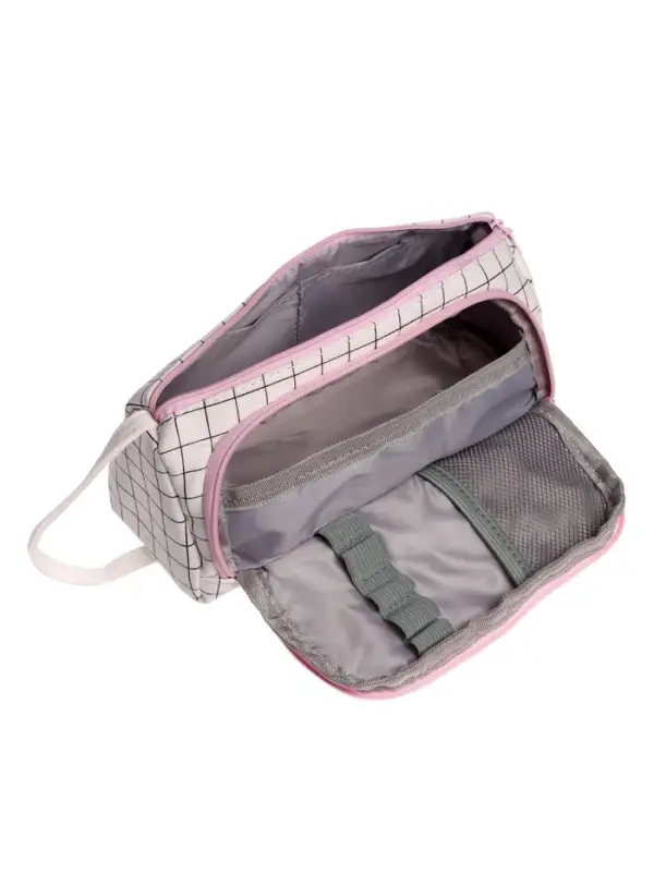 Пенал школьный Calligrata &laquo;Шотландка&raquo;, мягкий, 2 отделения, 95&times;210&times;90 мм, объёмный с откидной планкой, с ручкой, бело-чёрный