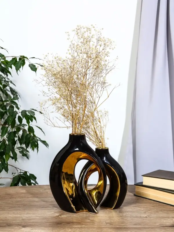 Ваза керамика настольная Ваза керамика настольная "Лари" (набор 2 шт) 22х20 d-4 см, чёрный