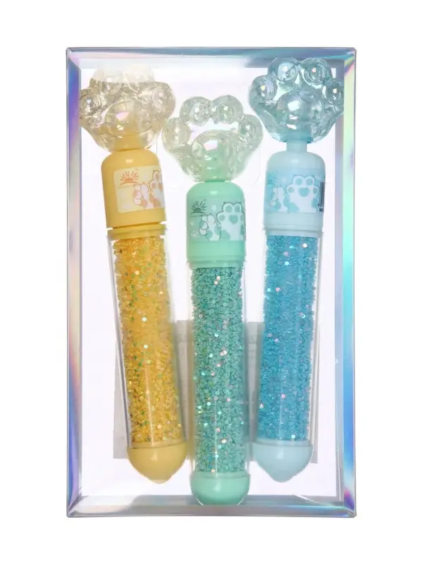 Набор маркеров-текстовыделителей &laquo;Лапки блеск&raquo;, 3 цвета, скошенный наконечник, узел 4 мм, МИКС