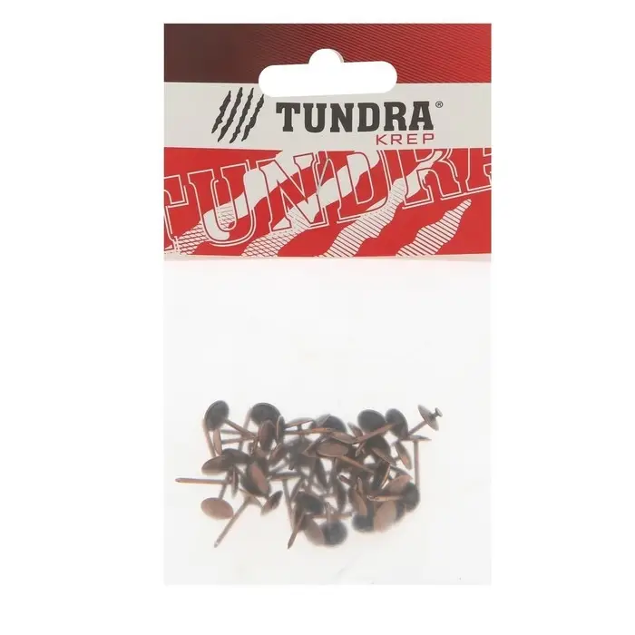 Гвозди ТУНДРА, декоративные, обивочные, 8×15 мм, медь, фасовка 50 шт.