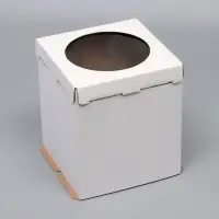 Коробка под торт, с окном, &laquo;Круг&raquo;, белая, кондитерская упаковка, 50&times;50&times;50 см