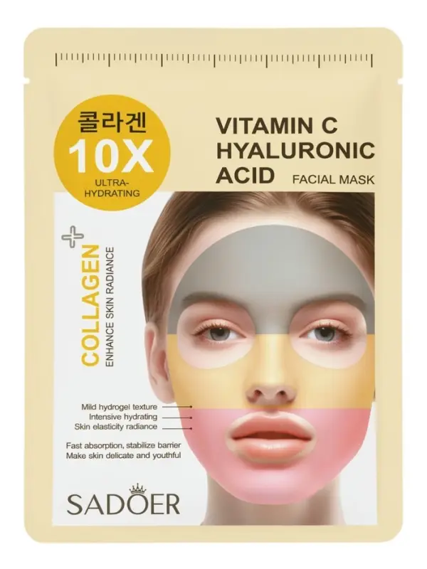 Гидрогелевая маска для лица, с витамином С и гиалуроновой кислотой, 30 мл