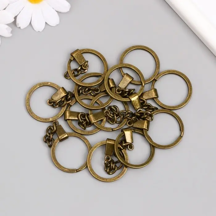 Основа для брелока кольцо металл с плоским креплением латунь 3х6 см Основа для брелока кольцо металл с плоским креплением латунь 3х6 см