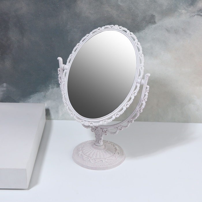 Зеркало настольное «Овал», двустороннее, с увеличением, зеркальная поверхность 11 × 15,5 см, цвет белый Зеркало настольное «Овал», двустороннее, с увеличением, зеркальная поверхность 11 × 15,5 см, цвет белый