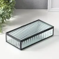 Шкатулка стекло с металлическим каркасом "Линии" прозрачная 10х20х4,3 см