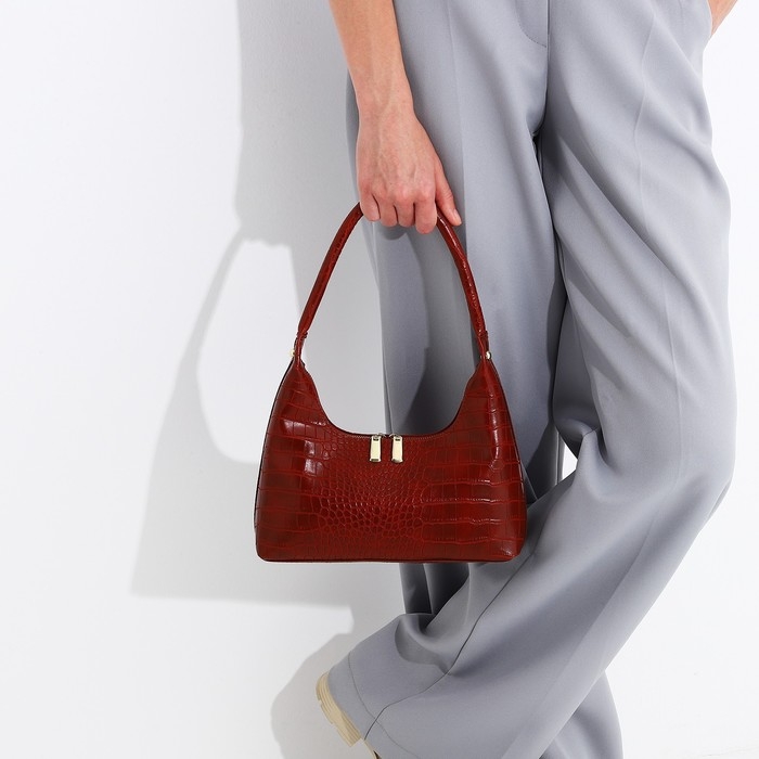 Сумка-багет на молнии, цвет бордовый Сумка-багет на молнии, цвет бордовый