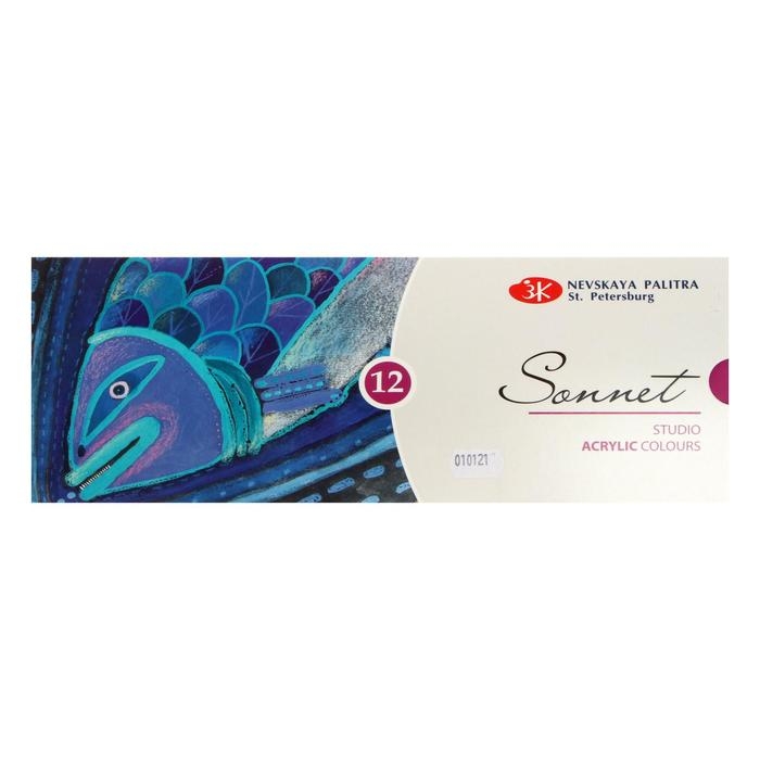 Краска акриловая в тубе, набор 12 цветов х 18 мл, ЗХК Краска акриловая в тубе, набор 12 цветов х 18 мл, ЗХК "Сонет", художественная, 28411326