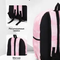 Рюкзак школьный на молнии, с карманами, размер 30&times;13&times;42 см, светло-розовый