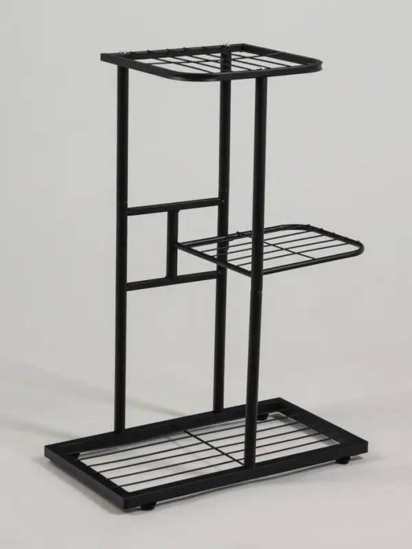 Подставка для цветов Greengo, 3 полки, 43&times;22&times;57 см, напольная, металл, чёрная