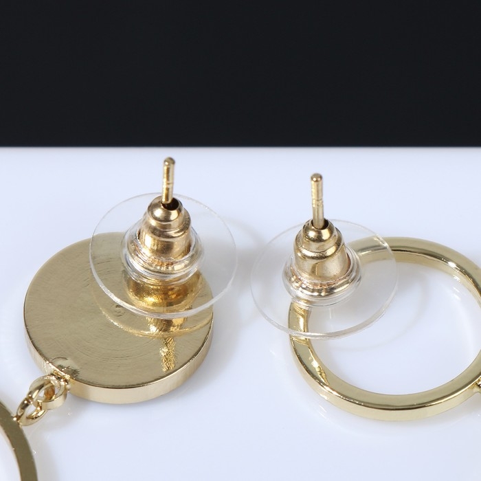 Серьги с перламутром «Волшебство» круг и кольцо, цвет чёрный в золоте Серьги с перламутром «Волшебство» круг и кольцо, цвет чёрный в золоте