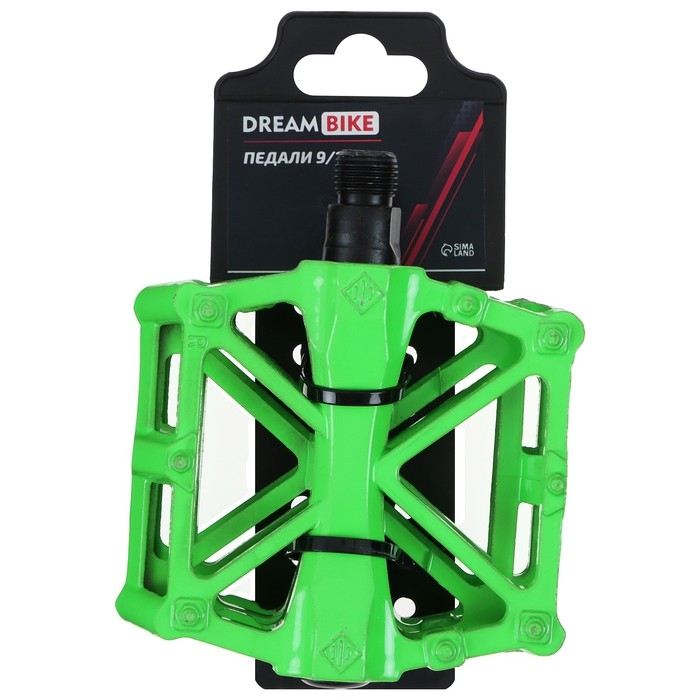 Педали 9/16 Педали 9/16" с подшипником, алюминиевые, цвет зелёный