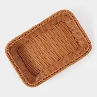 Корзина для продуктов Доляна, 30&times;19.5&times;6 см, плетёная, пластик, коричневая