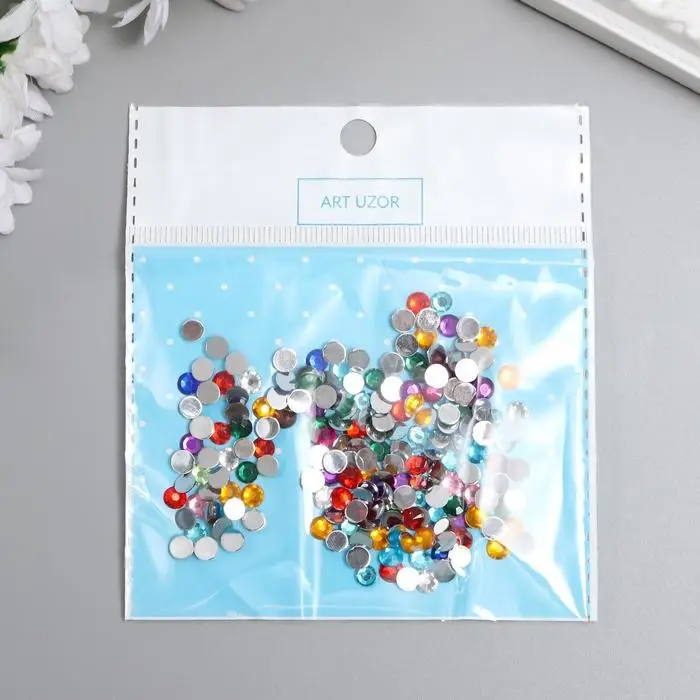 Набор декора для творчества стразы диаметр 0,5 см Набор декора для творчества стразы диаметр 0,5 см "Разноцветные" 12х12,5 см вес - 5 гр