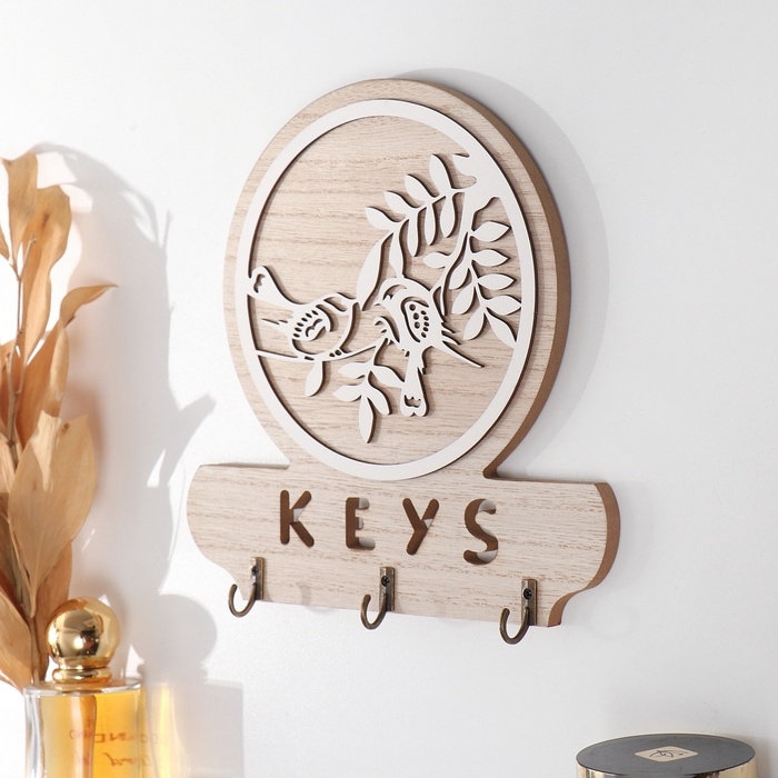 Крючки декоративные дерево  Крючки декоративные дерево "Две птички на ветке" 2,5х19,5х19,5 см