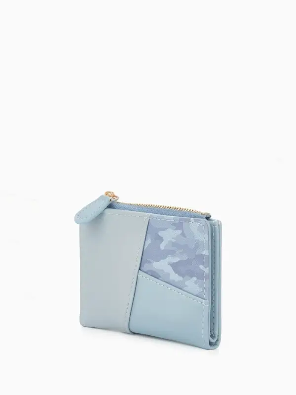 Кошелёк женский на кнопке, 11.5&times;2&times;9 см, комбинированный, голубой