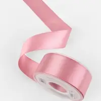 Лента атласная TEIRA, двухсторонняя, 38 мм, 25&plusmn;1 м, розовая №158