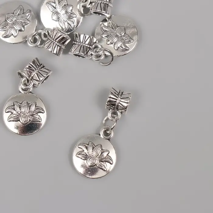 Бейл с подвеской металл для творчества Бейл с подвеской металл для творчества "Лотос" серебро 2,7х1,4 см