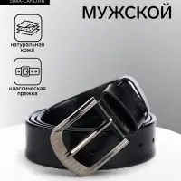 Ремень мужской, ширина 3.8 см, винт, пряжка металл, чёрный